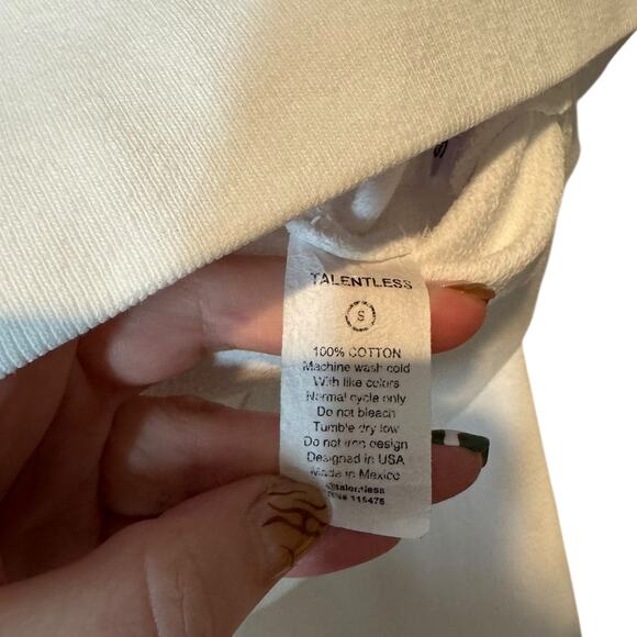 Talentless White Mock Neck Cropped Cotton Sweatshirt Small Minimal Basic Staple‎ - Picture 6 of 9